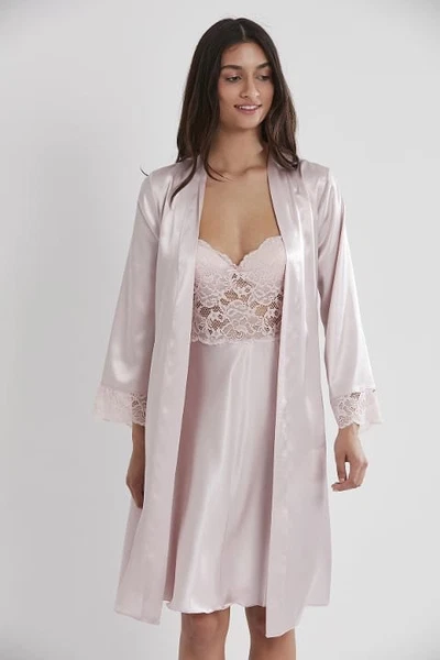 İnce Askılı Kaplı Saten Dantelli Gecelik Sabahlık Takımı Pierre Cardin 4265