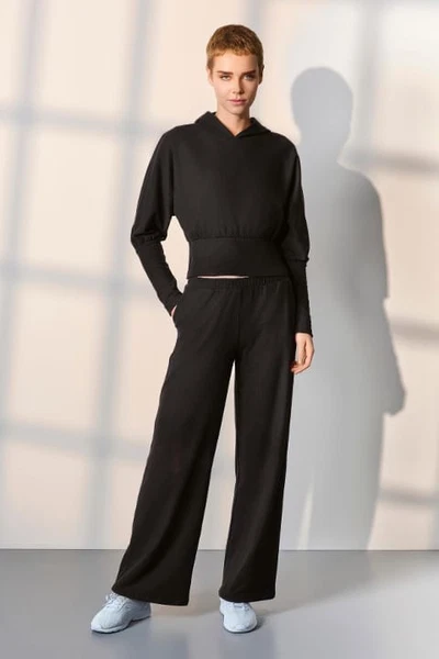 Siyah Kapşonlu Kadın Eşofman Pijama Takımı Doreanse 25K4045