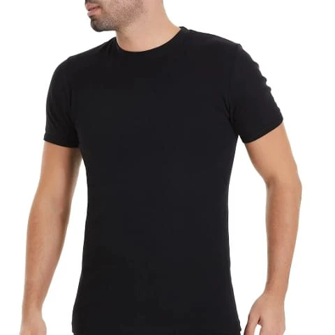 Kapalı Yaka Ribana 3'lü Paket Pamuk Kısa Kollu Siyah Atlet Yıldız 57