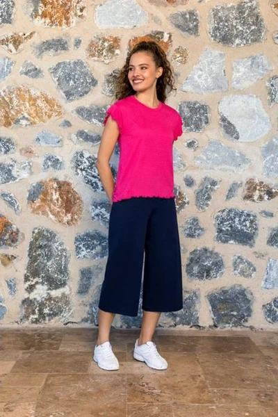 Kapri Relax Fit Fuşya Kısa Kollu Kadın T-shirt Pijama Takımı Doreanse 24Y4002