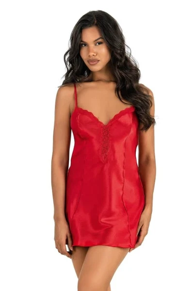 Kırmızı Kısa Dantelli Saten Gecelik Ahu Primoda 8202