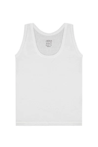 Kız Çocuk Kalın Askılı Atlet Beyaz 6lı Paket %100 Pamuk Ribana Arma Yıldız 5531 - 6 ADET