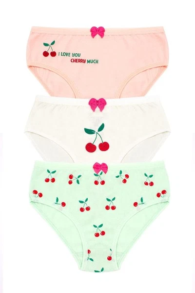 Kız Çocuk Külot Likralı Kiraz Baskılı ÖTS 8818 - 6 ADET