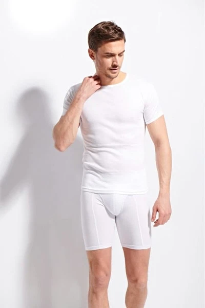 Kolcu Erkek Ribana Bisiklet Yaka Beyaz T-shirt %100 Pamuklu Premium Kolcu 1210