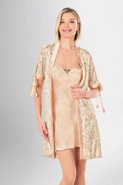 Kolları Bağlamalı 2Li Kısa Sabahlık Gecelik Takımı Ahu Loriva 1936