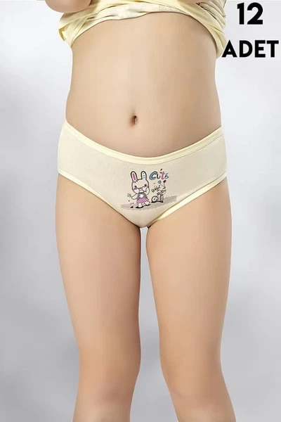 Parça Baskılı Kız Çocuk Külot 12Li Kota 3410