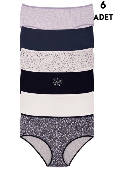 6 Adet Büyük Beden Kadın Yüksek Bel Bato Külot Koza Biat KZ54000-697
