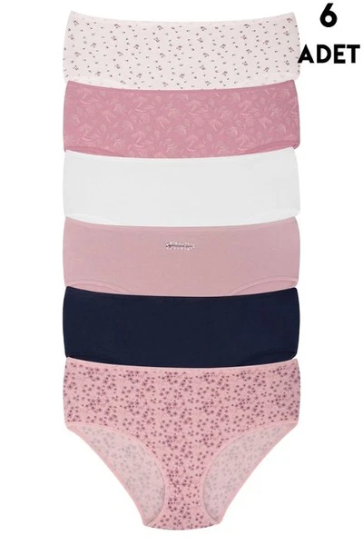 Büyük Beden 6 ADET Kadın Yüksek Bel Bato Külot Koza Biat KZ54000-699