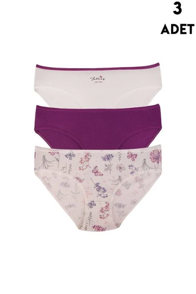 Büyük Beden Yüksek Bel Bato Slip Külot Renkli 3 Adet Koza Biat KZ55000-625
