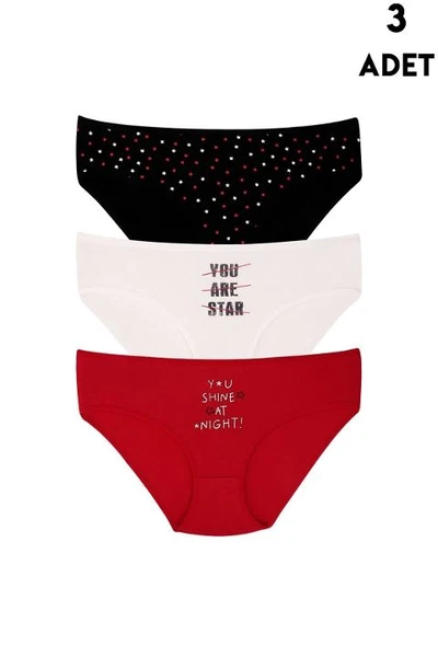 Pamuklu Büyük Beden Yüksek Bel Bato Külot Renkli 3 Adet Koza Biat KZ55000-636