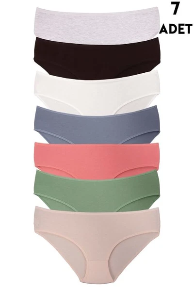 Renkli Büyük Beden Yüksek Bel Külot Pamuklu 7li Paket Koza Biat KZ57000-532