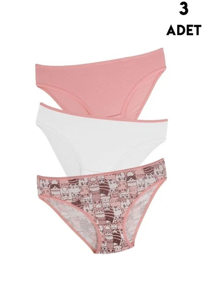Kız Çocuk Külot 3 Adet Renkli Koza Biat KZ76500-287