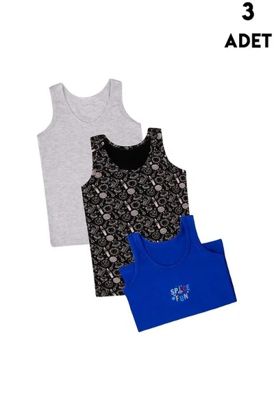 Erkek Çocuk Atlet Renkli 3 Adet Koza Biat KZ82000-149