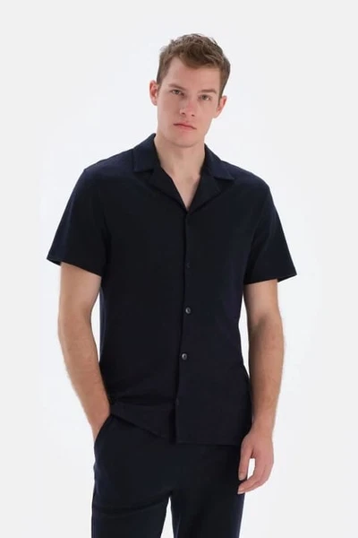 Lacivert Kısa Kollu Önden Düğmeli Pijama Takımı Eros 33110