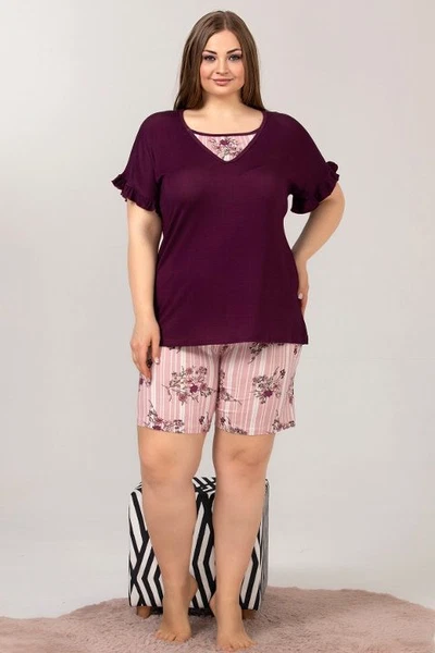 Lady Büyük Beden Viskon KŞortlu Pijama Takımı 10368