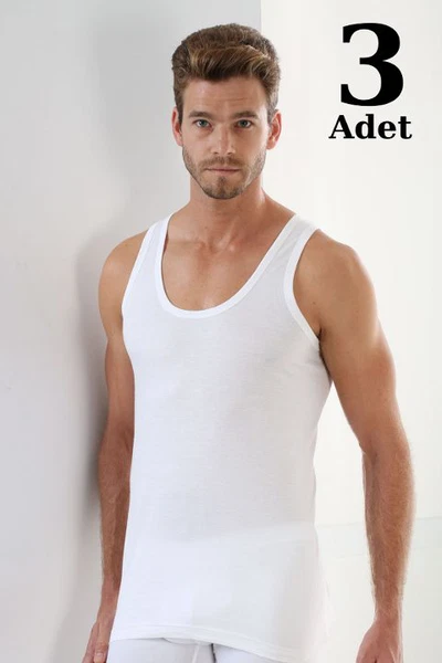 Likralı Erkek Beyaz Pamuklu Atlet 3'lü Paket Arma Yıldız 1171 - 3 ADET