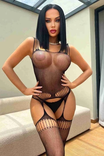 Özel Bölgesi Açık Fantezi Transparan Vücut Çorabı Siyah Merry See MS 79509