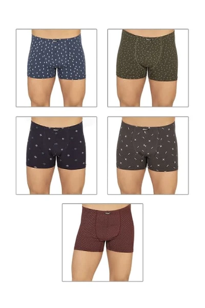 Özkan 11113 5'li Paket Erkek Pamuklu Modal Esnek Yumuşak Desenli Boxer Şort Külot