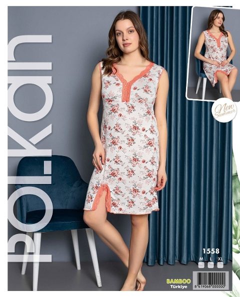 Geniş Askılı  Bamboo Kadın Gecelik Polkan 1558