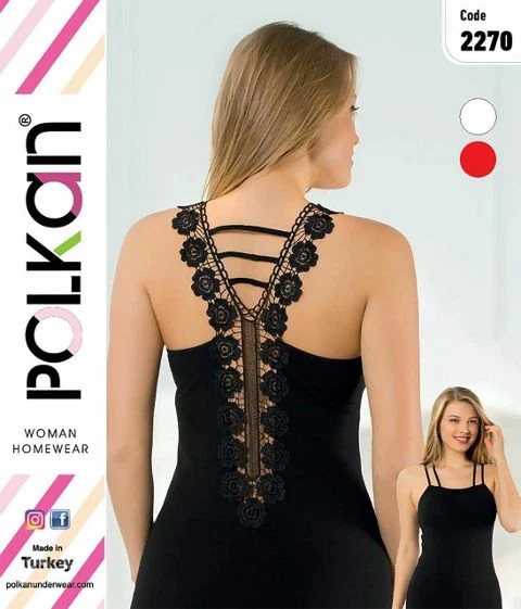 Gül Motifli Sırtı Güpürlü Kadın Atlet Polkan 2270