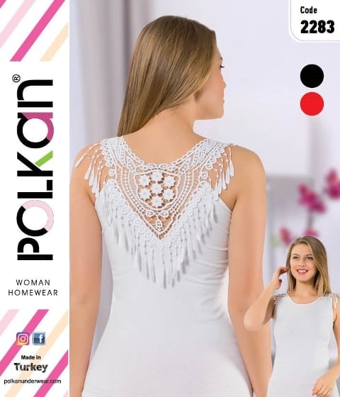 Beyaz Sırtı Saçaklı Kadın Atlet Polkan 2283