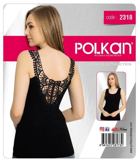 Kalın Askılı Sırtı Güpürlü Bayan Atlet Polkan 2318