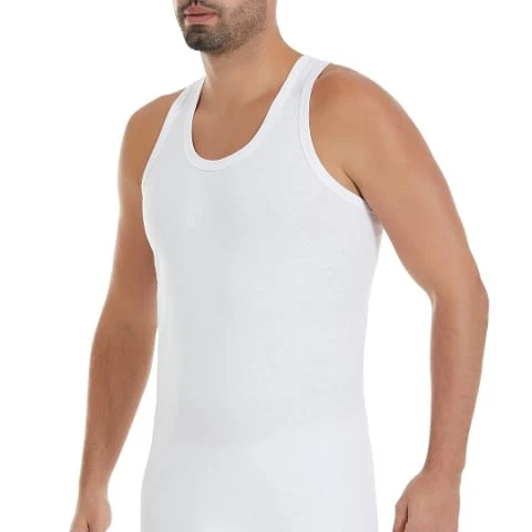 Ribana 3'lü Paket Pamuk Sporcu Erkek Beyaz Atlet Yıldız 15