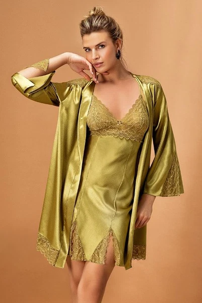 Saten Kimono Takım Yeşil Nurteks 5325