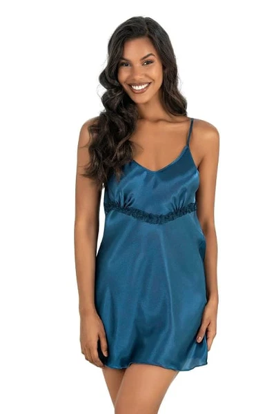 Sırt Bağlamalı Mavi Kısa Saten Gecelik Ahu Primoda 8206