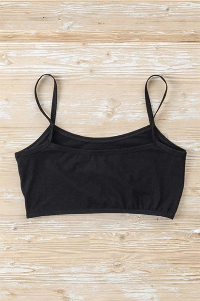 Siyah 6lı Kız Çocuk Yarım Atlet Pedsiz Pamuklu Alıştırma Sütyeni Arma Yıldız 7545 - 6 ADET