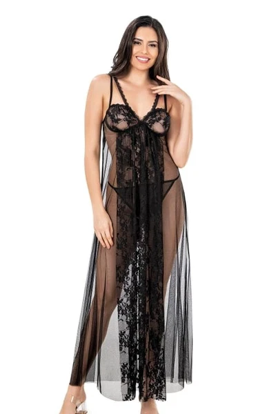 Siyah Kısa Tül Gecelik Ahu Primoda 4257