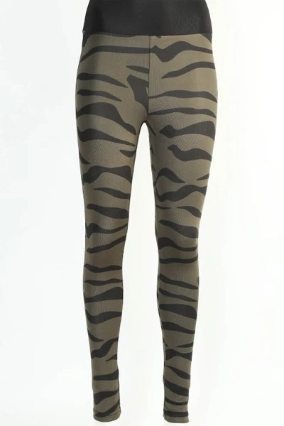 Zebra Desen Yeşil Leggings Tayt Derya Kurşun TRND08