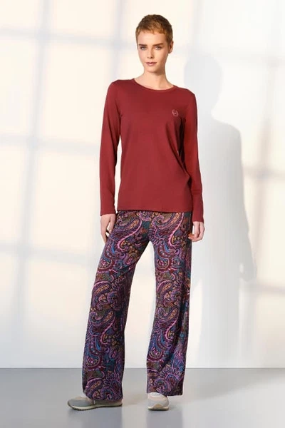 Uzun Kollu Kırmızı Desenli Kadın Pijama Takımı Doreanse 25K4035