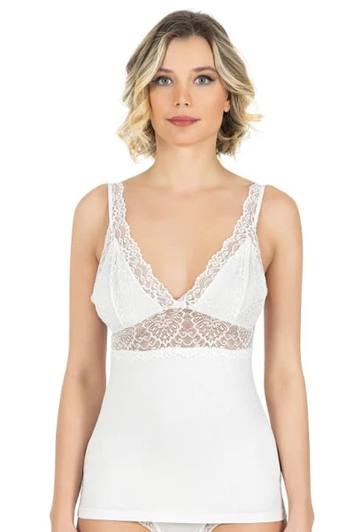 V Yaka Kalın Askılı Pamuklu Modal Dantelli Kadın Atlet Özkan 26851