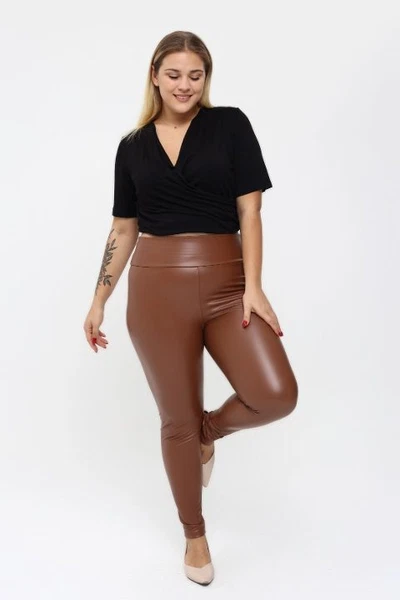 Yüksek Bel Battal Beden Deri uzun Kadın Tayt Vogsing 576