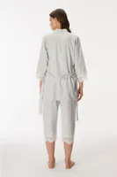 Dantelli Sabahlık Atlet Kapri Kadın Pijama Takım Anıl 11403 detay görünüm