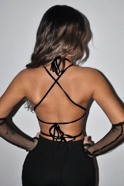 Merry See 3 Parçalı Eldiven Sütyen Crop Takım Merry See AN1010 Siyah - Alternatif Görünüm