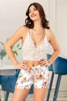 Çiçekli Dantel Büstiyerli Fantazi Şort Takım Miss Laris 3045 Görsel