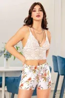 Çiçekli Dantel Büstiyerli Fantazi Şort Takım Miss Laris 3045 Görsel detay görünüm