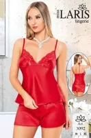 Kırmızı İnce Askılı Saten Şort Pijama Takımı Miss Laris 3092 Kırmızı