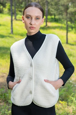 Cepli V Yaka Düğmeli Kadın Yelek Vienetta 405116