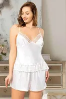 Dantelli Büyük Beden Şort Pijama Takımı Miss Laris 4223 Beyaz