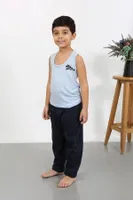Sıfır Kol Erkek Çocuk Penye Pijama Takım Mavi Akbeniz 20439 Mavi