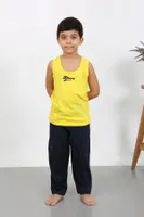 Erkek Çocuk Sıfır Kol Penye Pijama Takım Sarı Akbeniz 20439 Sarı detay görünüm