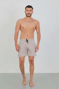 Akbeniz İp Bağlamalı Fermuarlı Cepli Erkek Deniz Şortu Bej Akbeniz 27565