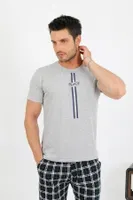 Erkek Pamuk Kısa Kol Pijama Takım Gri Akbeniz 6875 Gri