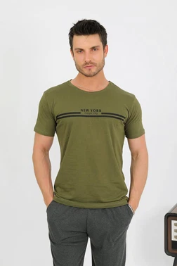 Akbeniz Erkek Pamuk Kısa Kol Pijama Takım Haki Akbeniz 6875 - Alternatif Görünüm