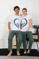 Pamuk Sevgili Kombini Erkek Pijama Takımı Beyaz Akbeniz 50127  Beyaz