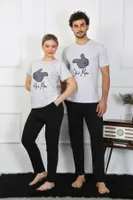 Pamuklu Sevgili Kombini Erkek Pijama Takımı Gri Akbeniz 50126  gri erkek