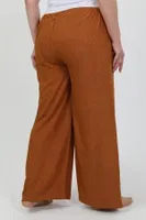 Büyük Beden Beli Lastikli Bürümcük Kadın Pantolon Akbeniz 210076 Kiremit görsel 4
